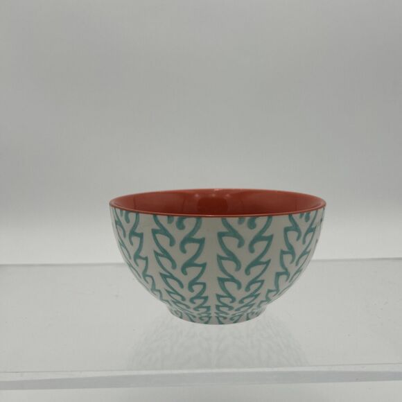 Baum Brothers Tangiers Turquoise and Orange ~ Ceramic Stoneware Soup Cereal Bowl - Picture 2 of 10